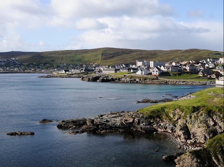 Lewrick Town by the sea in Shetland