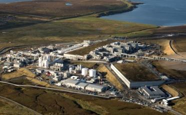Aerial view of the Shetland Gas Plant on Shetland Island