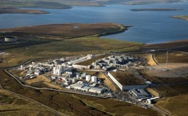 Aerial view of Shetland Gas Plant on the Shetland islands