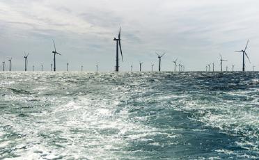 Offshore wind turbines in the sea